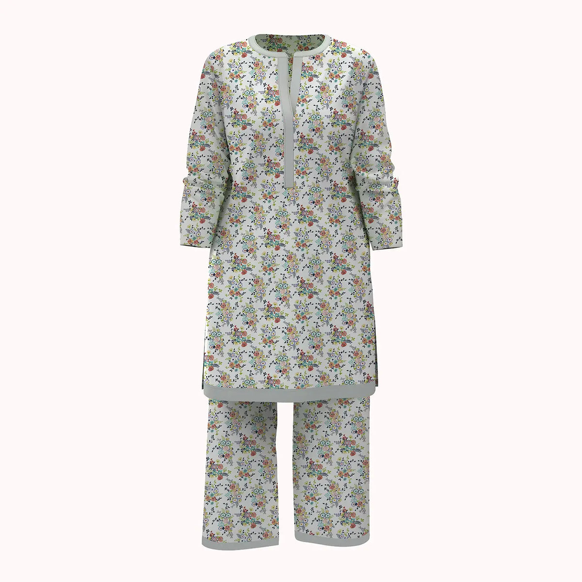 Unstitched 2Pcs Viscose Lawn Fabric (7121 White)