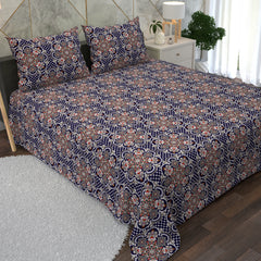 Blue Medallion Pattern Designs 3 Piece Bedsheet Set
