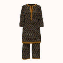 Unstitched 2Pcs Viscose Lawn Fabric  (7962 Black)