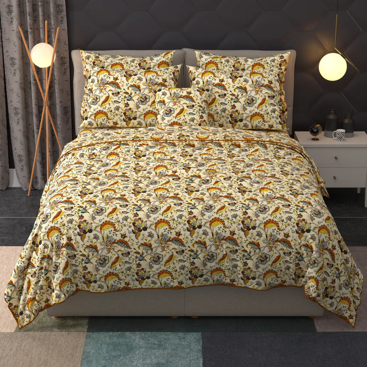 Light Cream Floral Summer Comforter