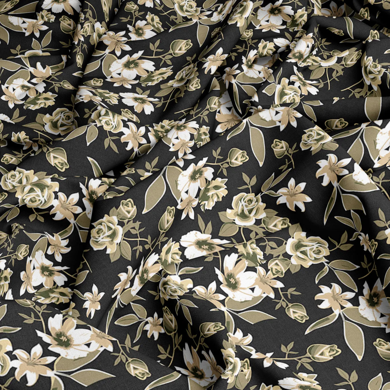 Unstitched 2Pcs Viscose Lawn Fabric  (8842 Black)