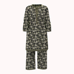 Unstitched 2Pcs Viscose Lawn Fabric  (8842 Black)